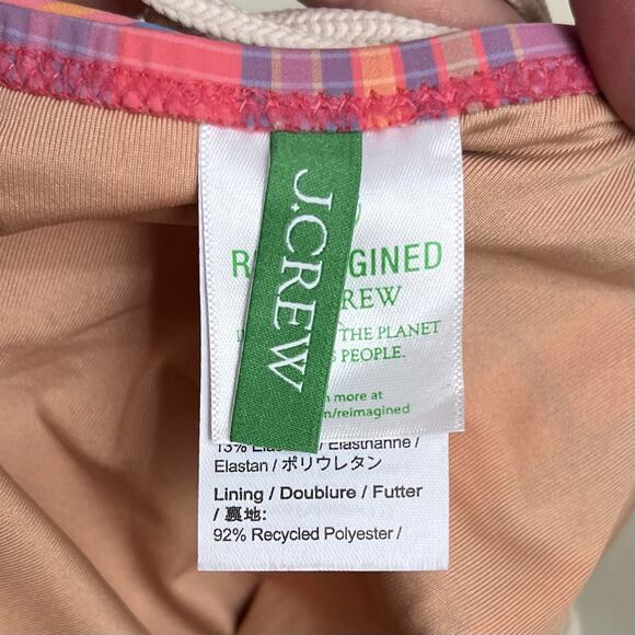 J. Crew Strappy Cross Back One Piece Swimsuit Womens Plus Size 18 Sunset Plaid - Picture 5 of 6